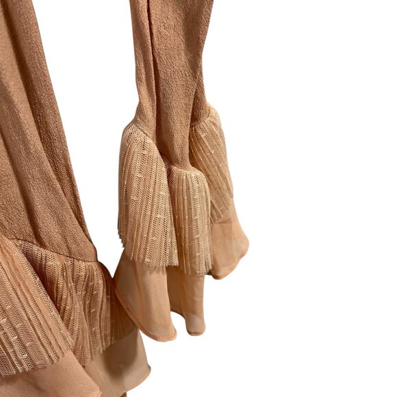 FOR LOVE AND LEMONS Evie long sleeve ruffle mini dress Champagne Sz X-Small - Picture 5 of 6